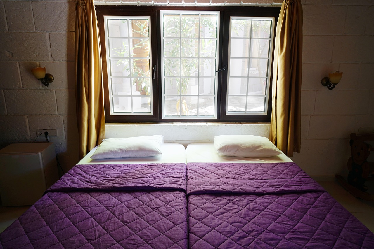 room, hotel, house, bed, pillow, window, light, relax, sleep, comfortable, trip, modern, design, appearance, holiday, relaxation, rest, furniture, inner, decoration, clean